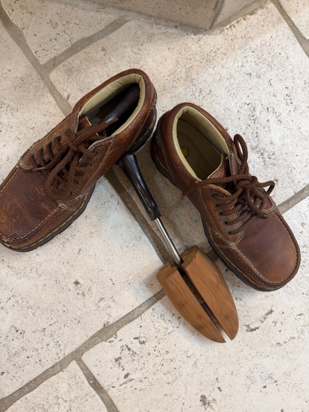 Dr. Martens Brown Leather Moc-Toe Lace-Up Boots